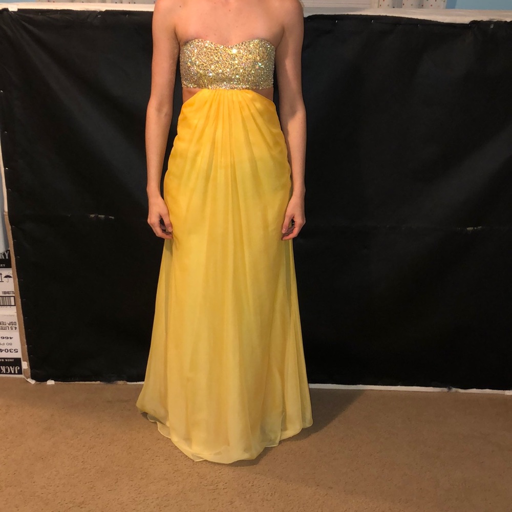 Yellow ombré La Femme formal dress